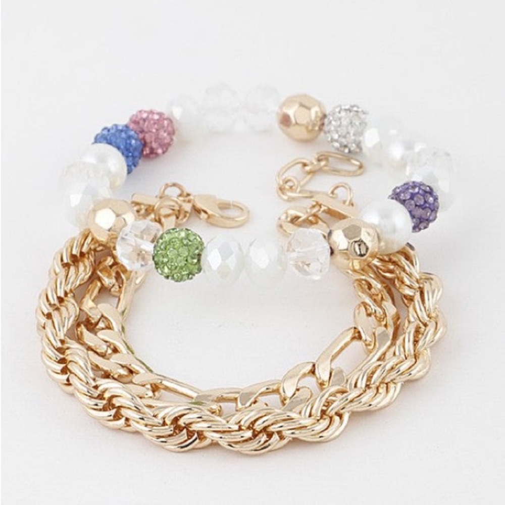#76 Curb Chain Bead Bracelet - Picture 2 of 4